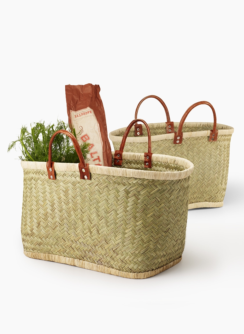 Natural Straw & Raffia Bags With Leather Handles