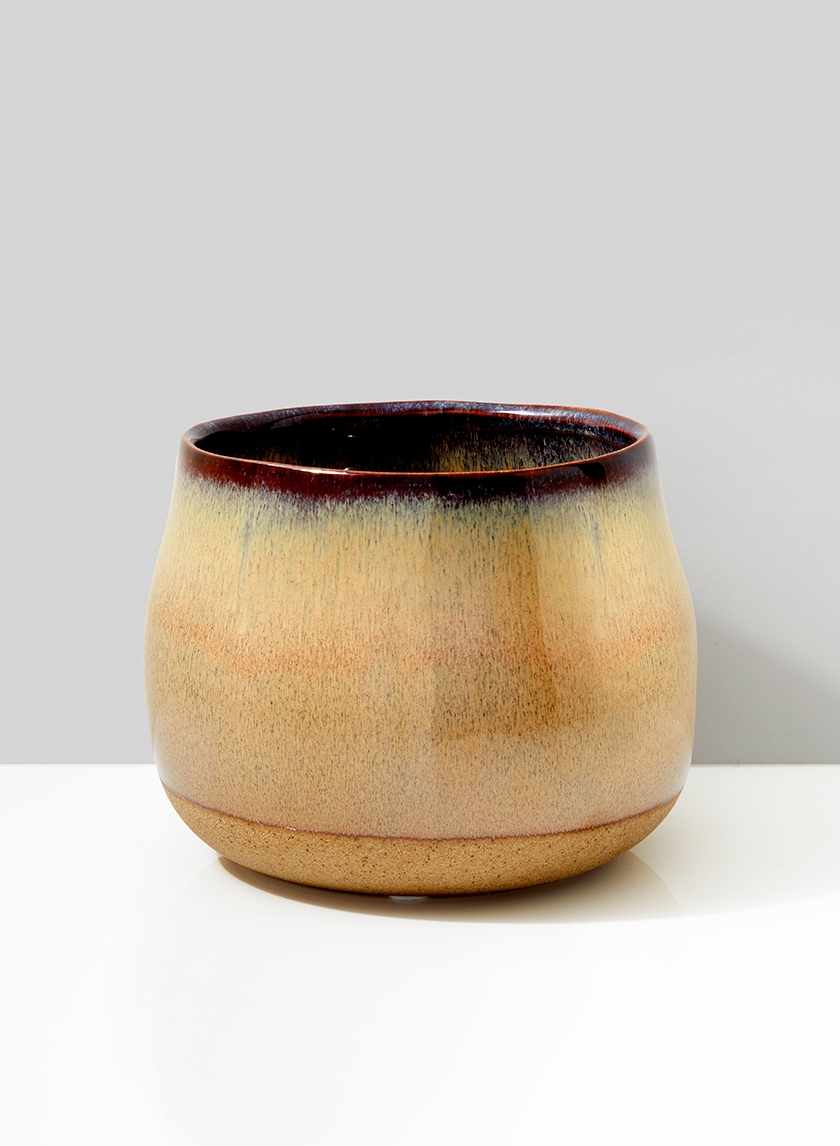 Taupe Ceramic Potter's Vase, 7in