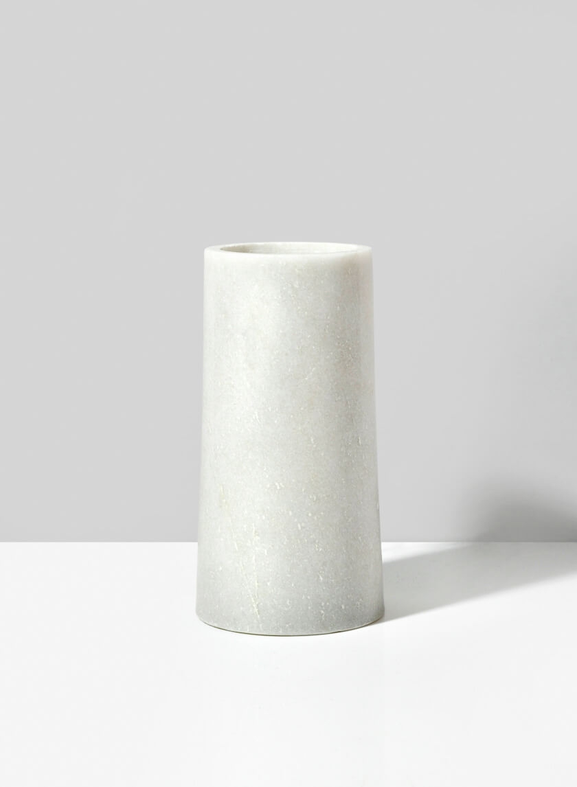 7in White Marble Tuscan Column Vase