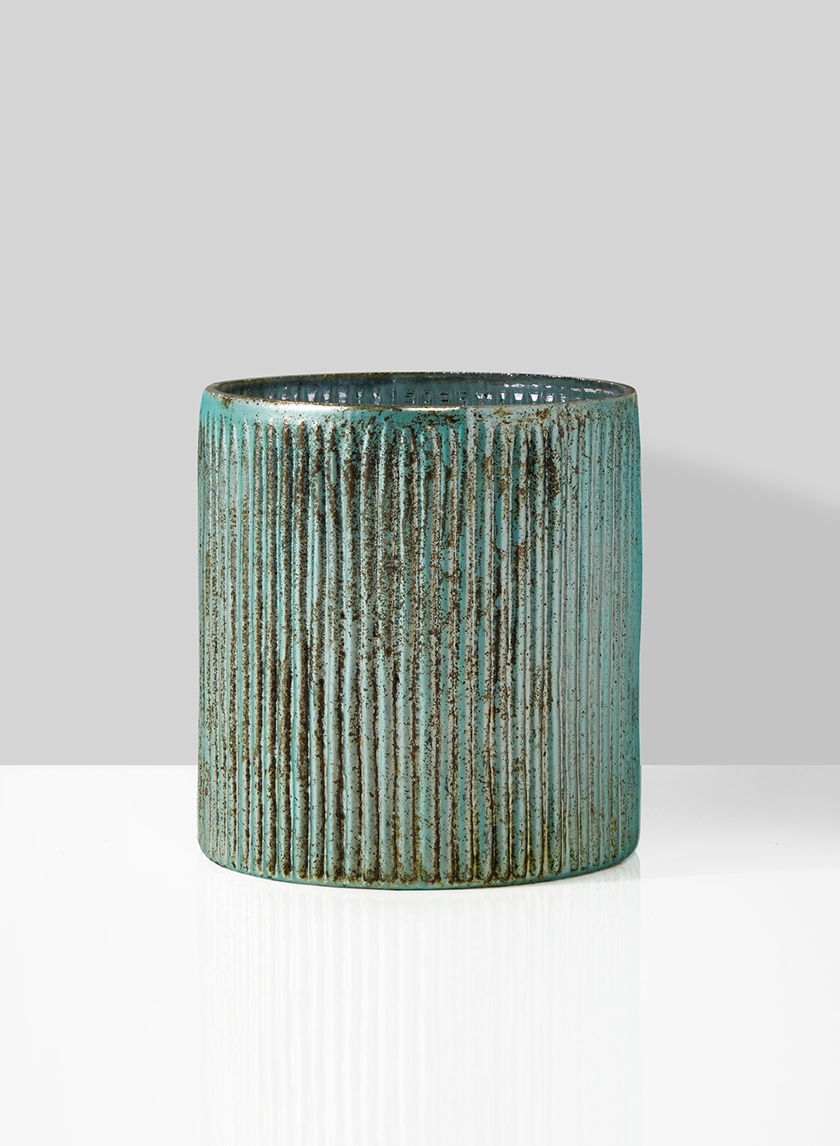 5in Verdigris Glass Cylinder Vase