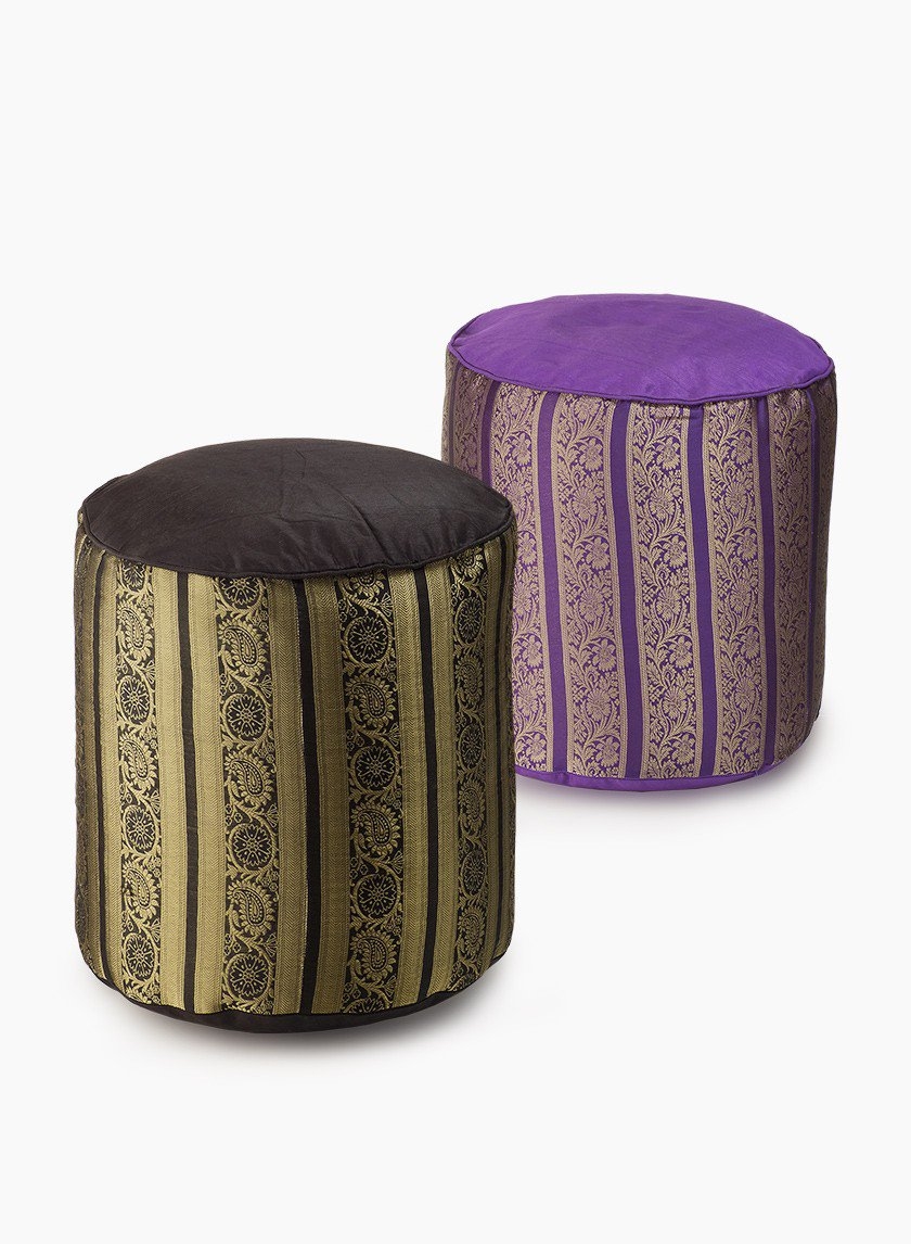 Black, Purple, & Gold Jacquard Poufs