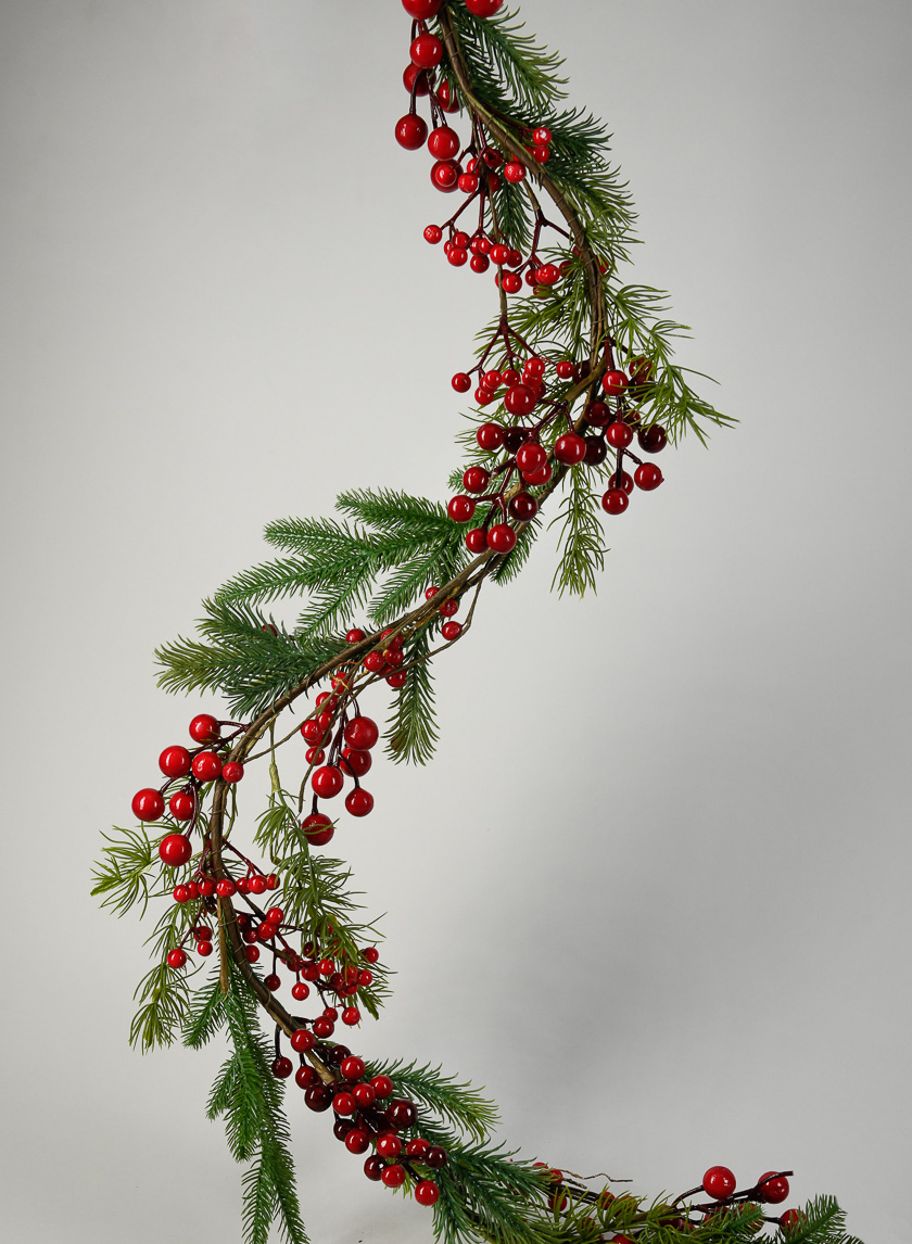 Pine Garland with Red Berries