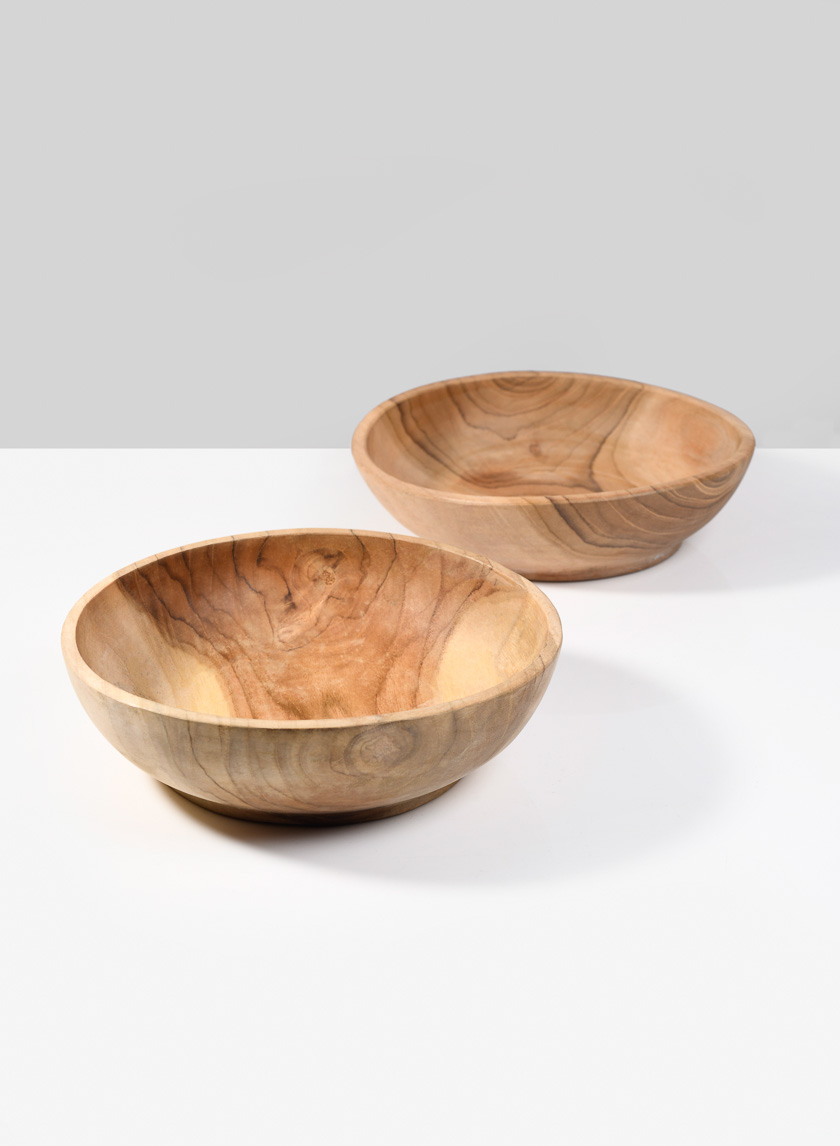 7in Pedestal Teak Bowl, Set of 2