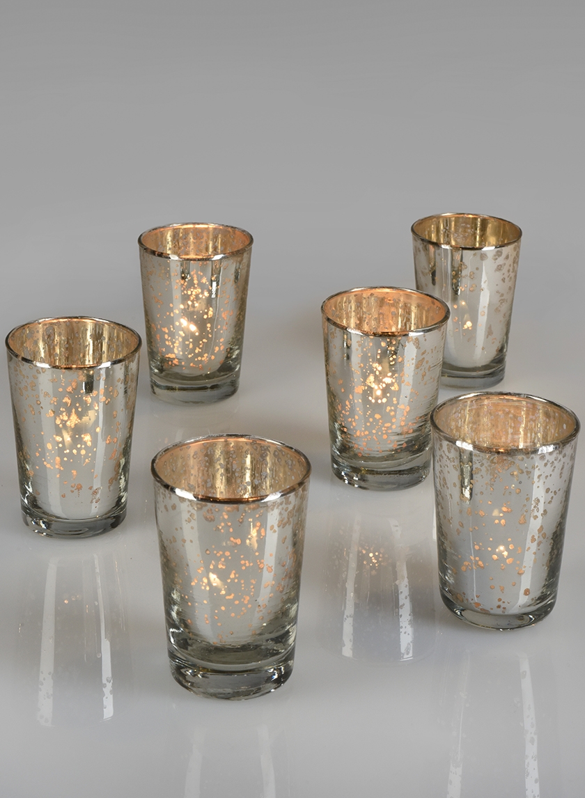 Antique Silver Tapered Votive Holder, Set of 6