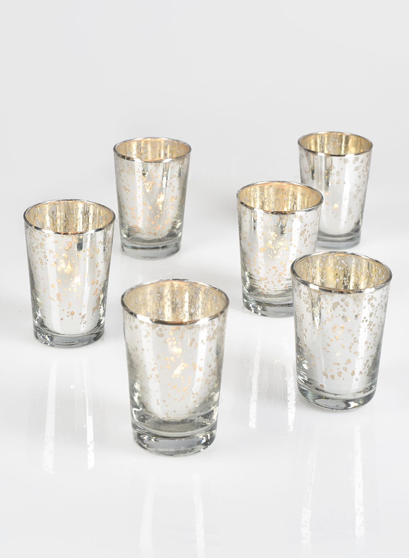 Antique Silver Tapered Votive Holder, Set of 6