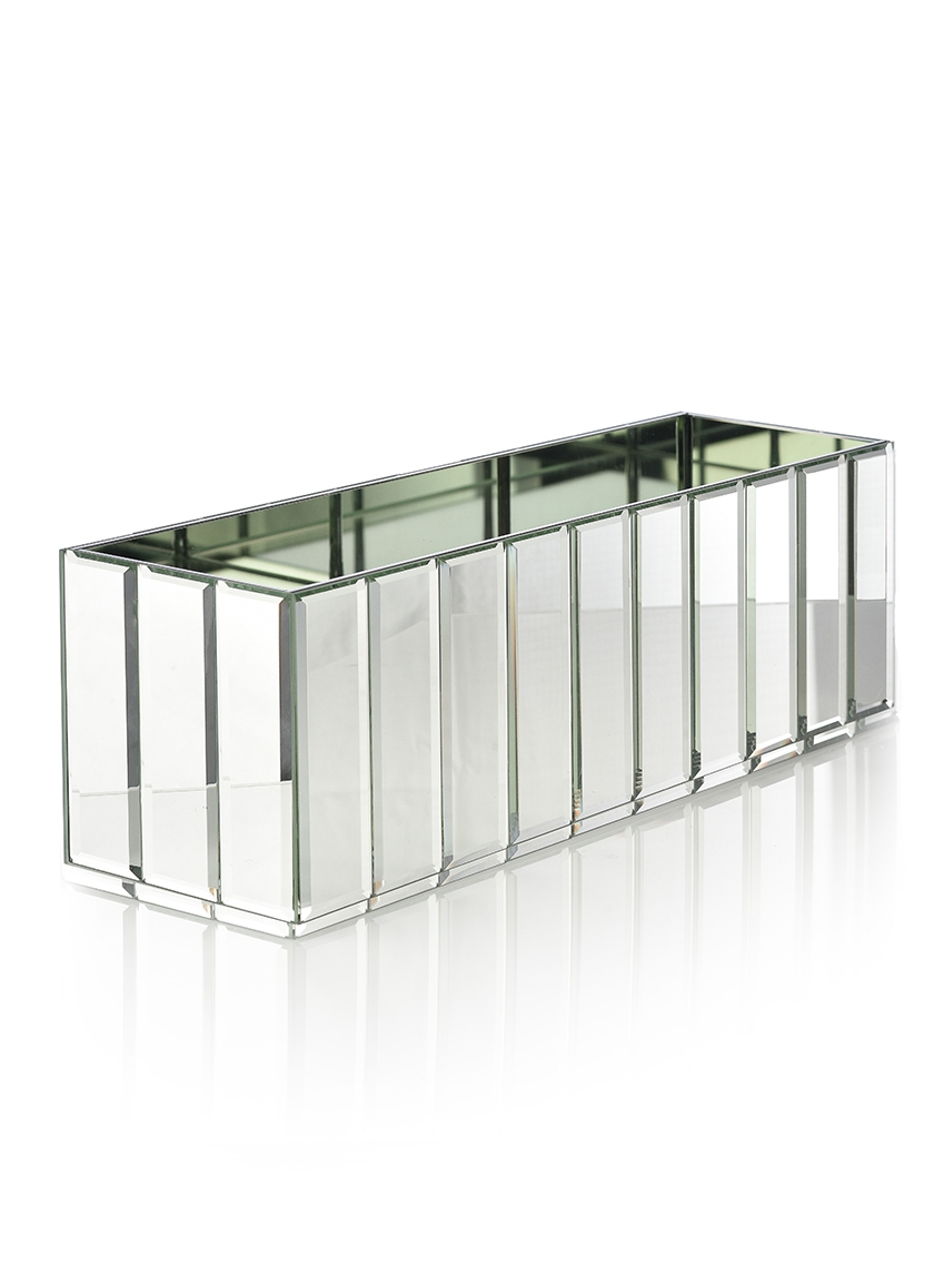 15 ¾in Mirror Strips Rectangle Vase