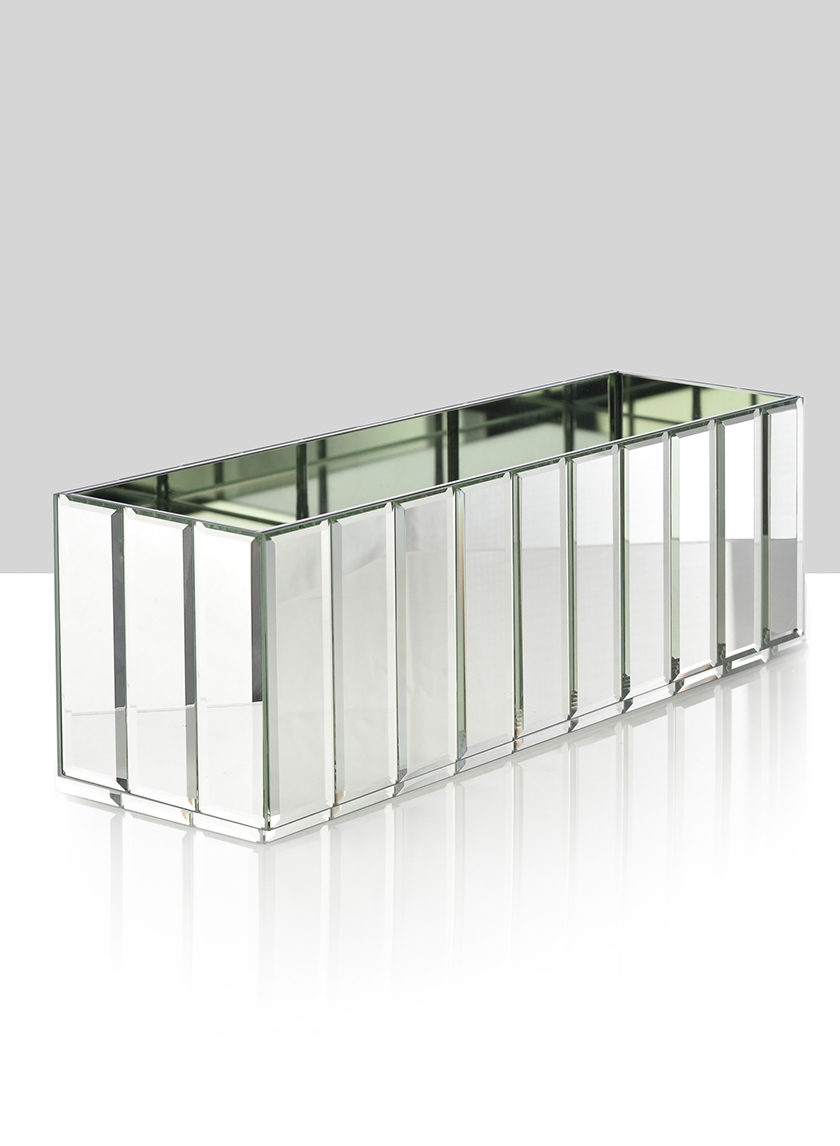 15 ¾in Mirror Strips Rectangle Vase