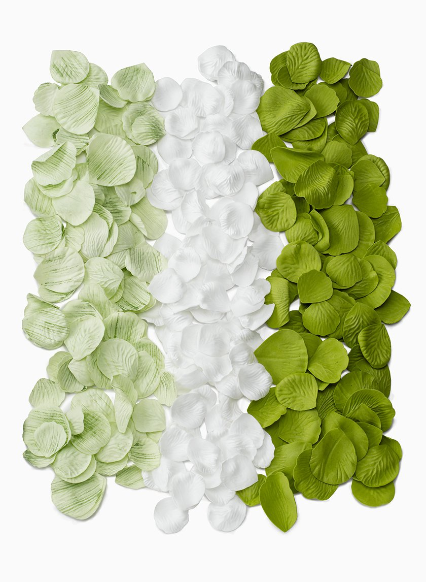 Green White Rose Petals Wedding Ceremony Aisle Reception Table Decor