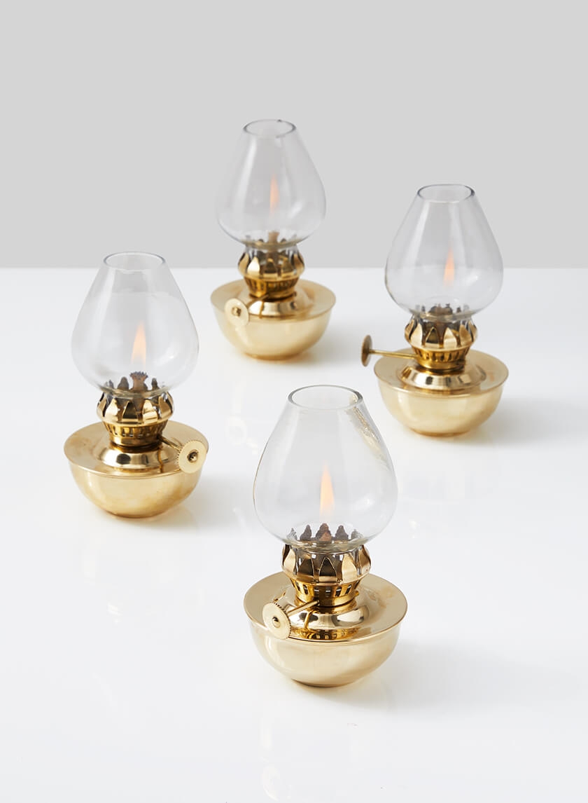 Heritage Mini Brass Oil Lamp, Set of 4