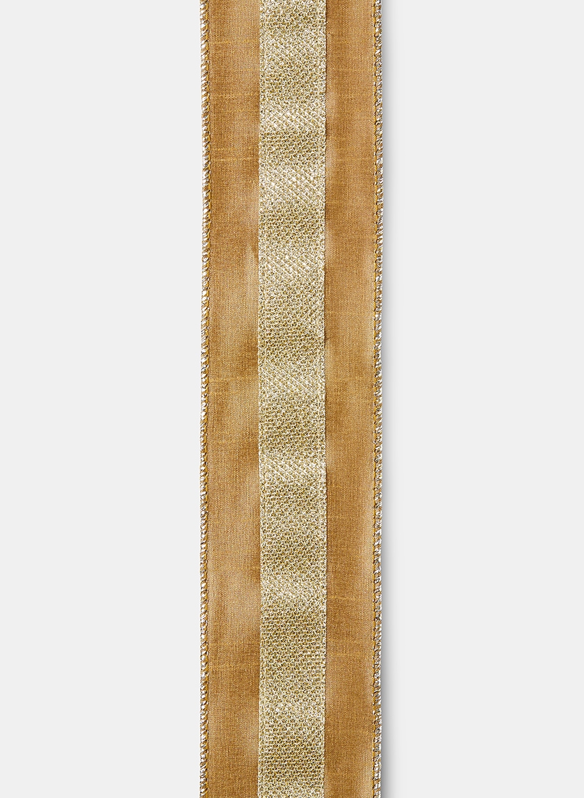 Glitter Stripe Gold Dupioni Ribbon