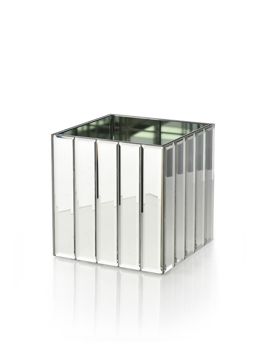 4in & 5 ¾in Mirror Strips Cube Vases 