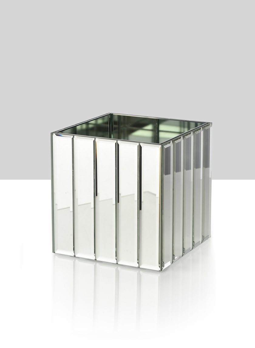 4in & 5 ¾in Mirror Strips Cube Vases 