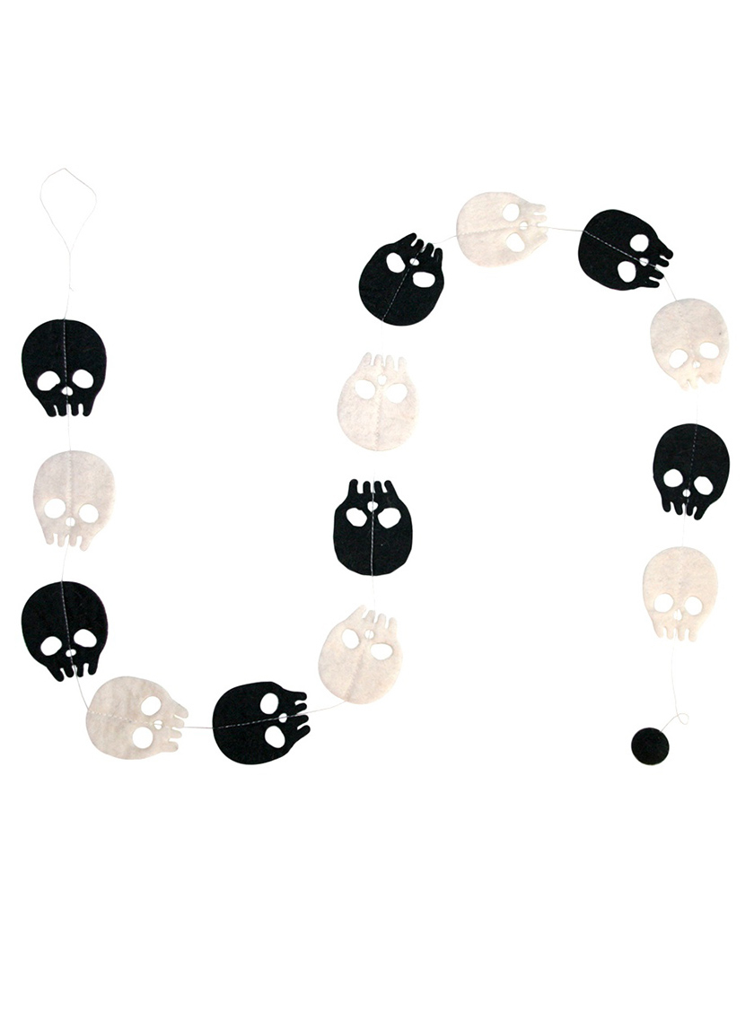 black white skull garland halloween party decor