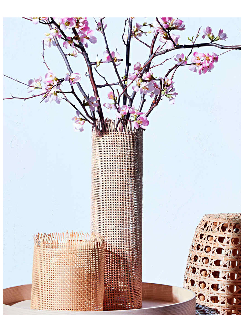 caning wrapped glass vase for summer decor