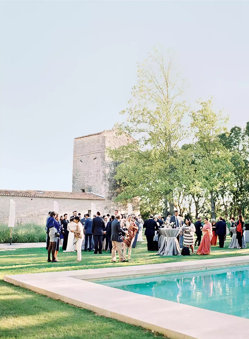 cocktail hour at chateau de grimaldi aix-en-provence