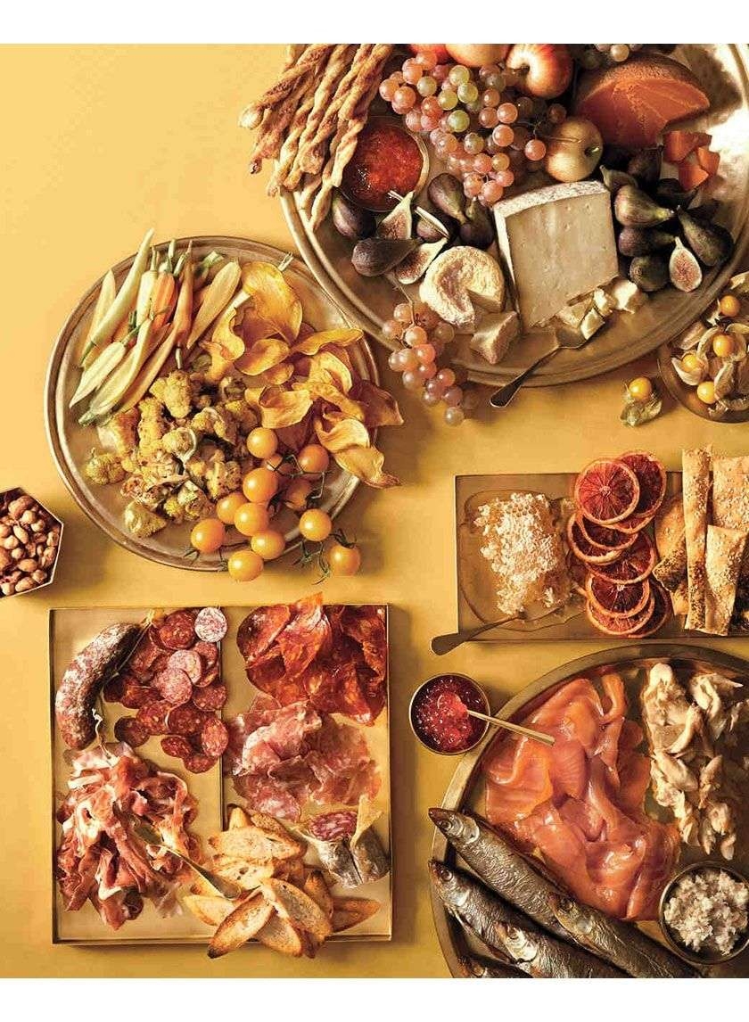 cocktail hour brass trays cold cuts cheeses martha weddings