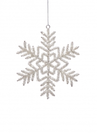 Shop Wholesale 6in Glass Beaded Silver Snowflake Ornaments