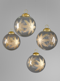 4in Zidan Gold Flake Clear Ornament, Set of 4