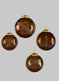4in Almira Palm Amber Lustre Ornament, Set of 4