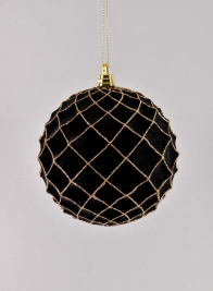 5in Flocked Black Ornament With Gold