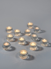 Clear Pleated Tealight Holder, Set of 12