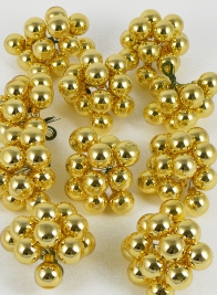 25mm Shiny Gold Glass Balls on Picks, Set of 144