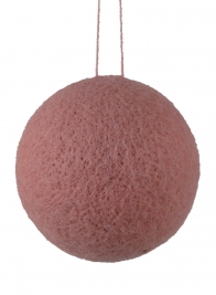 3 1/2in Pink Wool Ball Ornament, Set of 4