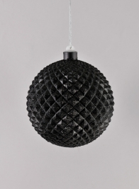 5in Glitter Spike Black Ornament