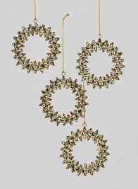 5in Jewel Stud Wreath Ornament, Set of 4