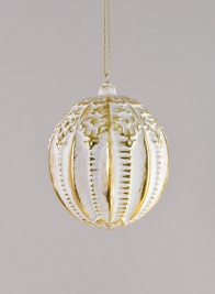 4in Royal Etched Gold White Ornament