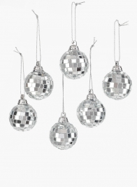 1in Mirror Ball Christmas Ornaments, Set of 6