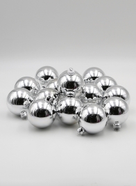 3 ⅛in (80mm) Shiny Silver Glass Ornament Balls, Set of 12