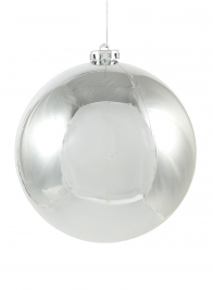 6in (150mm) Shiny Silver Plastic Ornament Balls, Set of 2