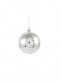 3 ⅛in (80mm) Shiny Silver Plastic Ornament Ball, Set of 6