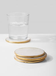 white marble coasters with gold edge