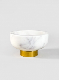 White  Marble Bowl With Brass Ring