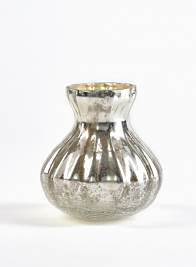3 ½in Antique Silver Half Crackle Bud Vase