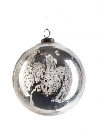 8in Antique Silver Glass Ornament Ball