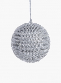 4in Silver Rhinestone Ball Ornament
