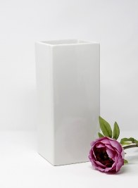 5x12 Gloss White Ceramic Square Vase