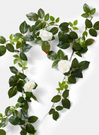 silk flower white rose garland