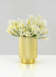 5in Gold Pleated Glass Votive Holder