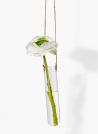 hanging test tube vase with ranunculus