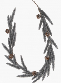 5ft Glittered Black Pine Garland with Pine Cones
