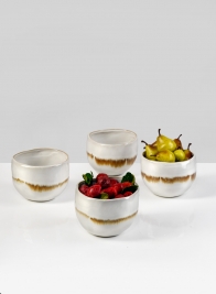 4in Día Mocha Stripe Apple Ceramic Bowl, Set of 4