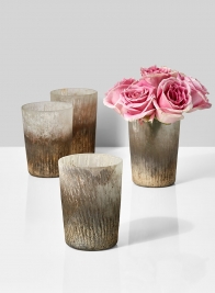 pink roses ombre gold ribbed vase
