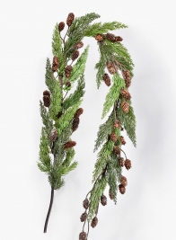 5ft Glittered pine Garland with Pine Cones
