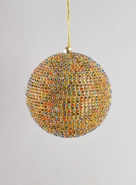 3 1/2in Antique Multicolor Crystal Bead Ornament