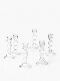 6in Rippled Glass Candlestick, Set of 6