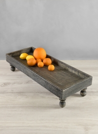 21in x 8in Aram Brushed Black Wood Tray with Legs